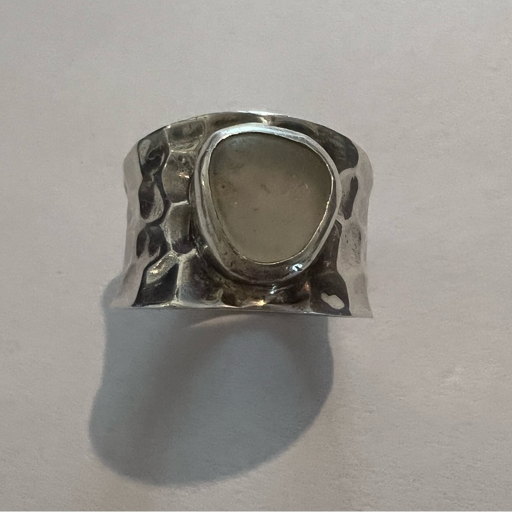 925 Sea Glass Betty Belts Donna Von Hosselin  Cigar Band Ring Size 7